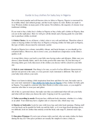 guide to buy clothes for baby boy in nigeria