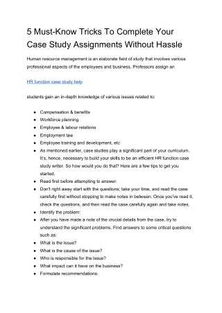 5 must know tricks to complete your case study