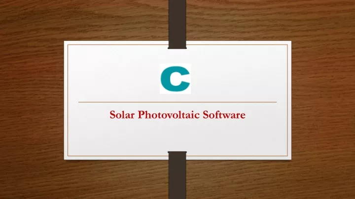solar photovoltaic software