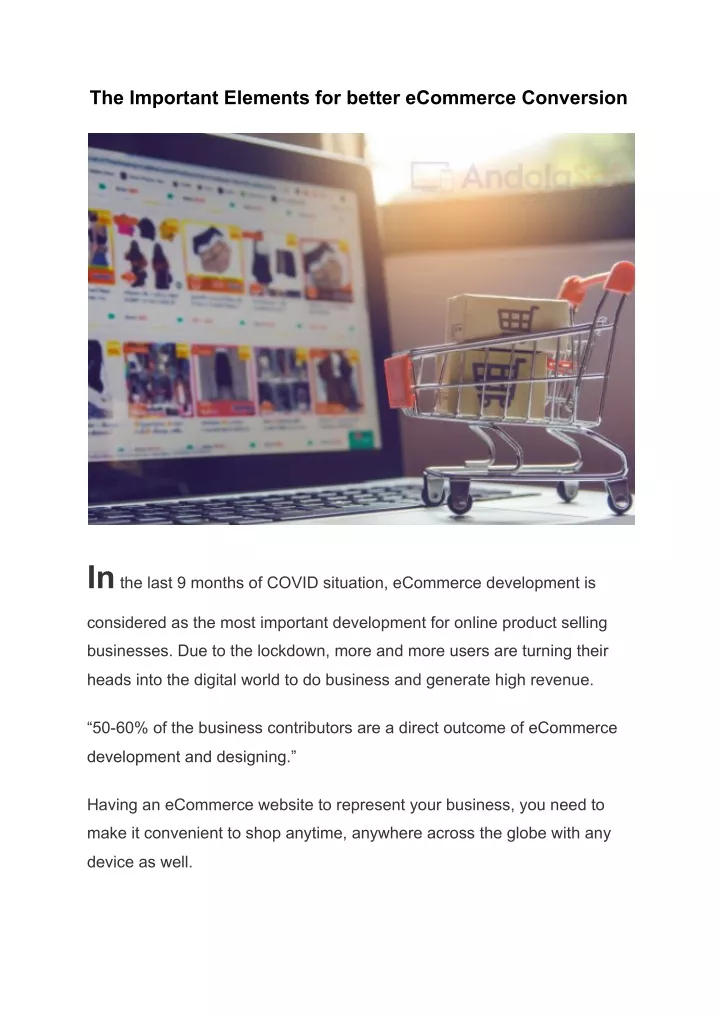 the important elements for better ecommerce