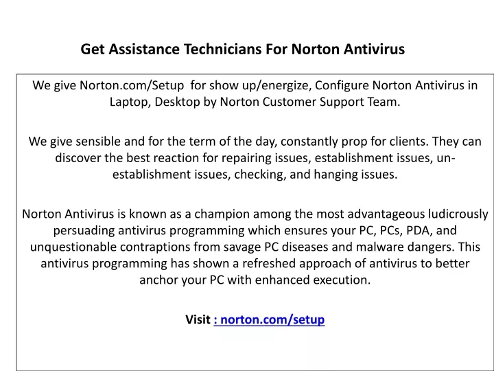 get assistance technicians for norton antivirus