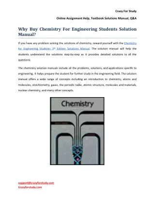 Why Buy Chemistry For Engineering Students Solution Manual?