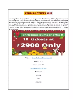 Buy Online Kerala Lottery Tickets | Buykeralalotteryonline.in