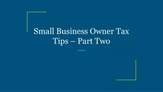 small business owner tax tips part two