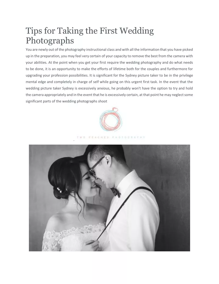 tips for taking the first wedding photographs