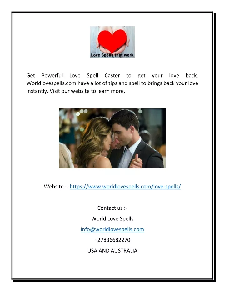 get powerful love spell caster to get your love