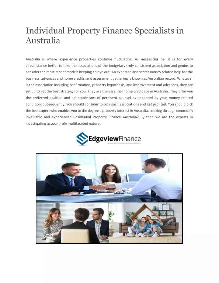 individual property finance specialists