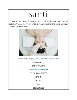 Best Botox Treatment in London | santilondon.com