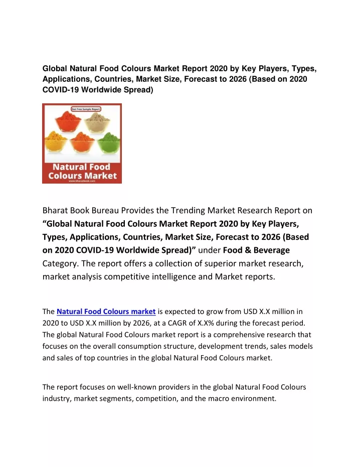global natural food colours market report 2020