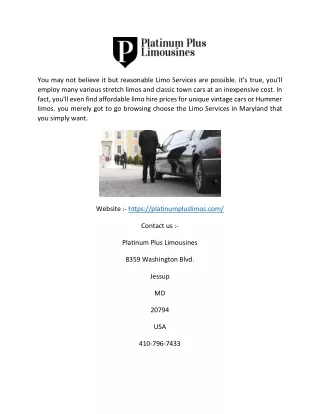 Sedan Car Service Baltimore | Platinumpluslimos.com