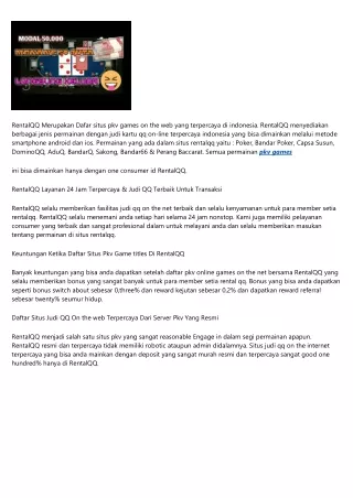 RentalQQ Daftar Situs Pkv Video games Poker Online Terpercaya Indonesia