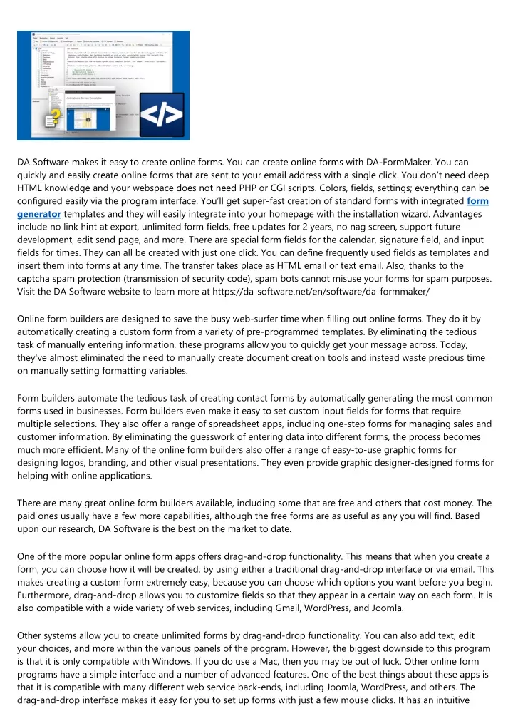 da software makes it easy to create online forms