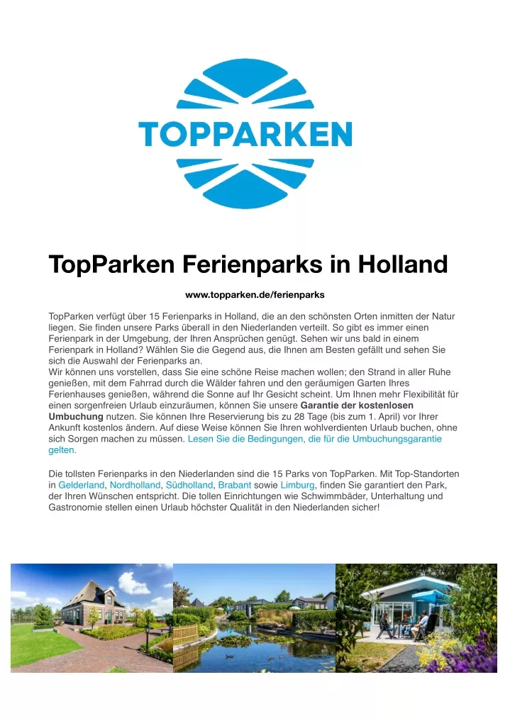 topparken ferienparks in holland