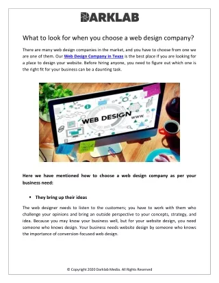 What to look for when you choose a web design company?