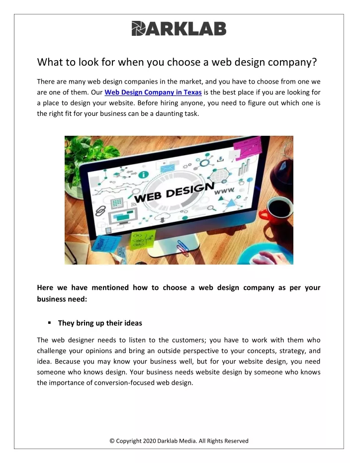 what to look for when you choose a web design