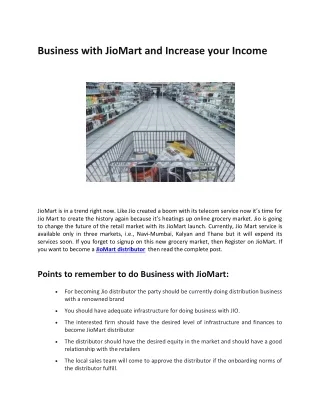 Business with JioMart and Increase your Income