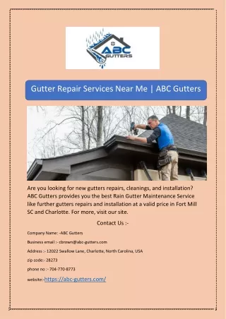 Gutter Repair Services Near Me | ABC Gutters