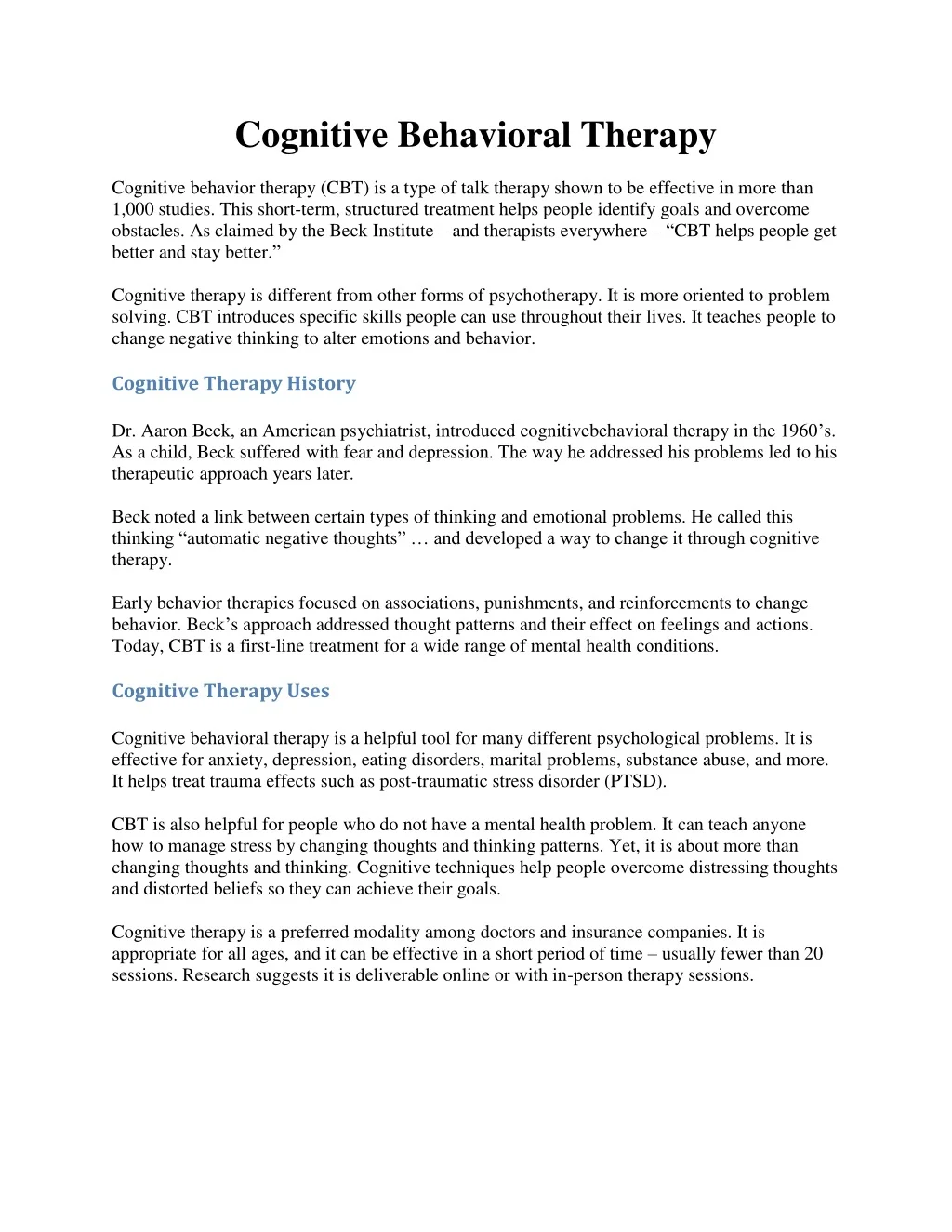 PPT - Cognitive Behavioral Therapy PowerPoint Presentation, free ...