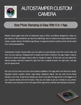 Autostamper custom camera : Add Geotag & Timestamp