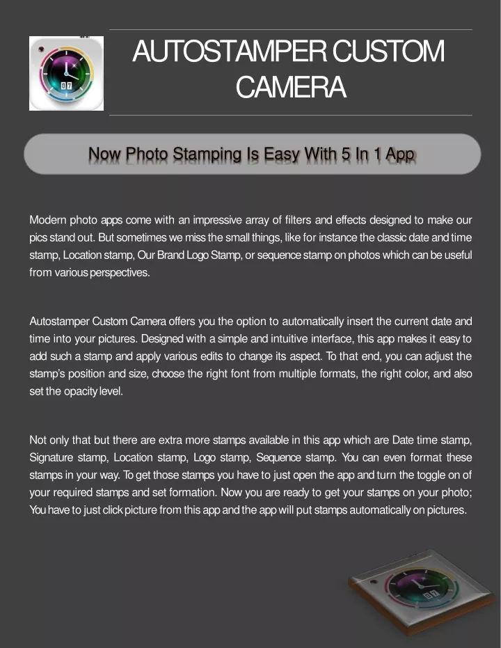 autostamper custom camera