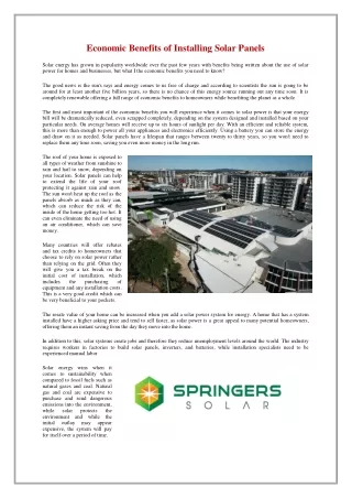 economic benefits of installing solar panels