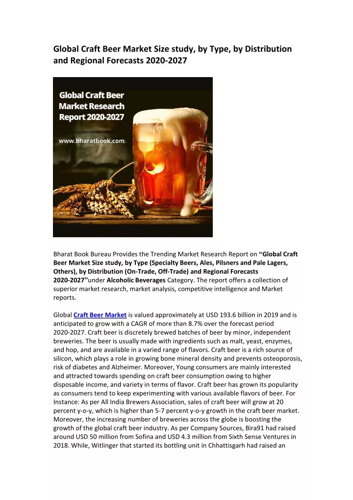 global craft beer market size study by type