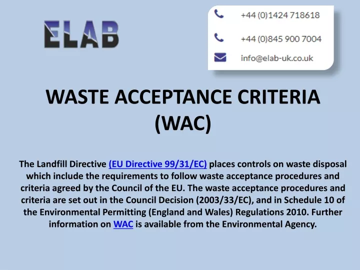 waste acceptance criteria wac