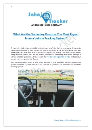 What Are the Secondary Features You Must Expect From a Vehicle Tracking System?