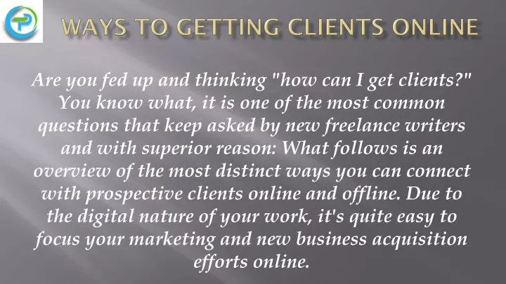 ways to getting clients online