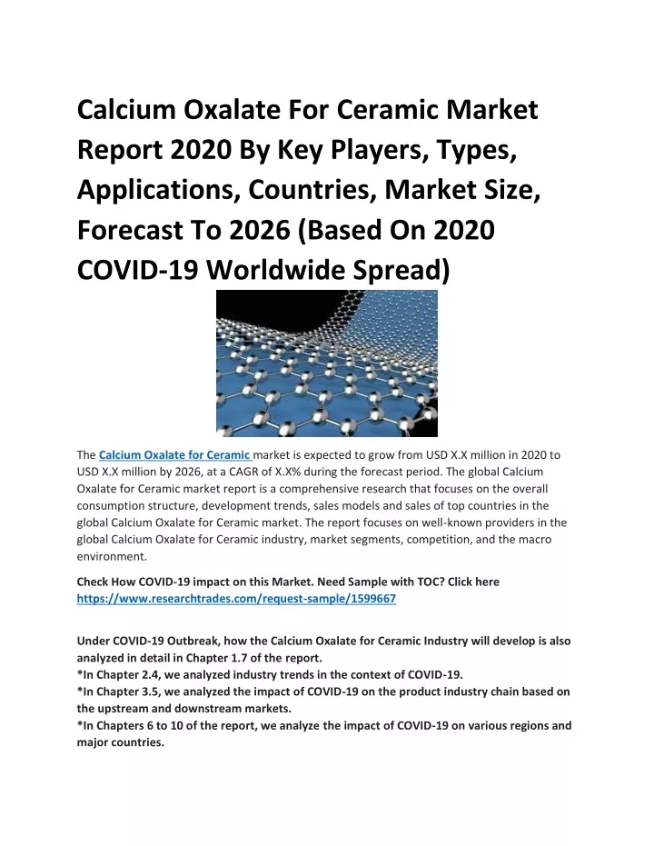 calcium oxalate for ceramic market report 2020