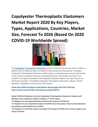 Copolyester Thermoplastic Elastomers Market