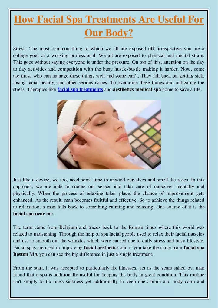 how facial spa treatments are useful for our body