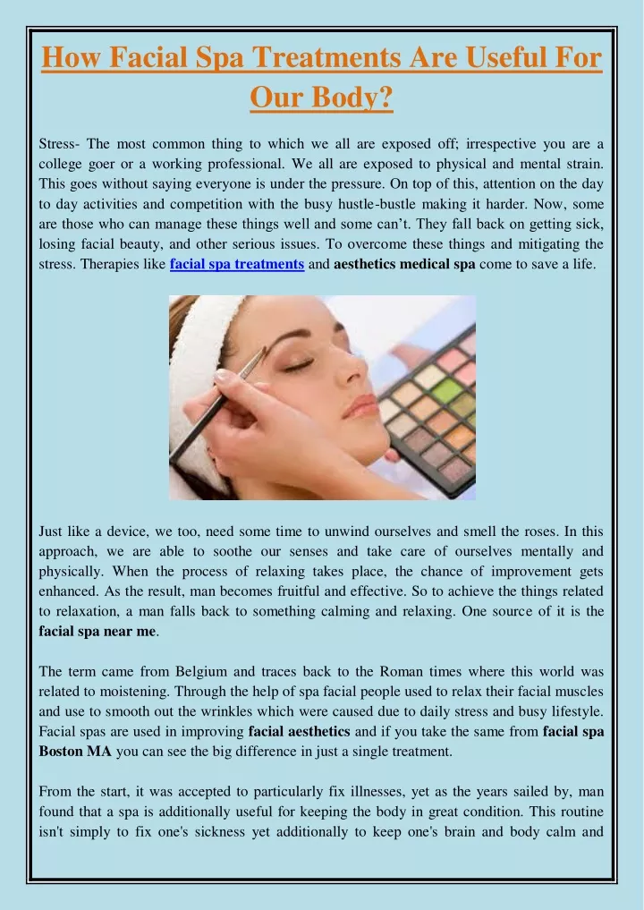 Ppt How Facial Spa Treatments Are Useful For Our Body Powerpoint