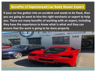 Benefits of Experienced Car Body Repair Expert