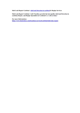 slab leak repair carlsbad slab leak detection