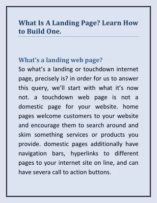 What Is A Landing Page