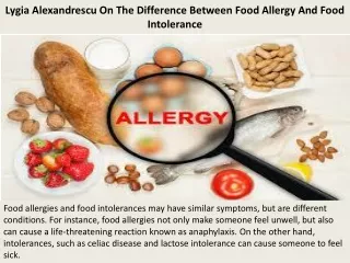 Lygia Alexandrescu On The Difference Between Food Allergy And Food Intolerance