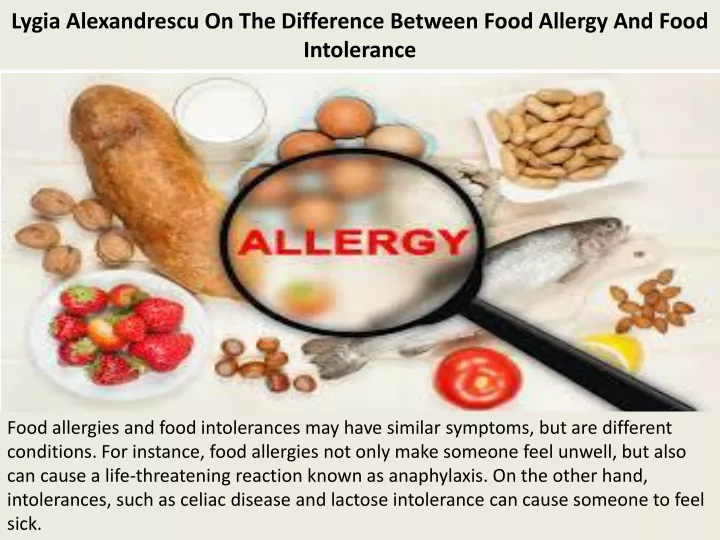 lygia alexandrescu on the difference between food allergy and food intolerance