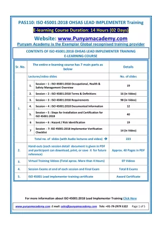 pas110 iso 45001 2018 ohsas lead implementer