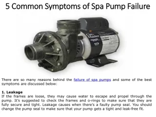 5 common symptoms of spa pump failure 5 common