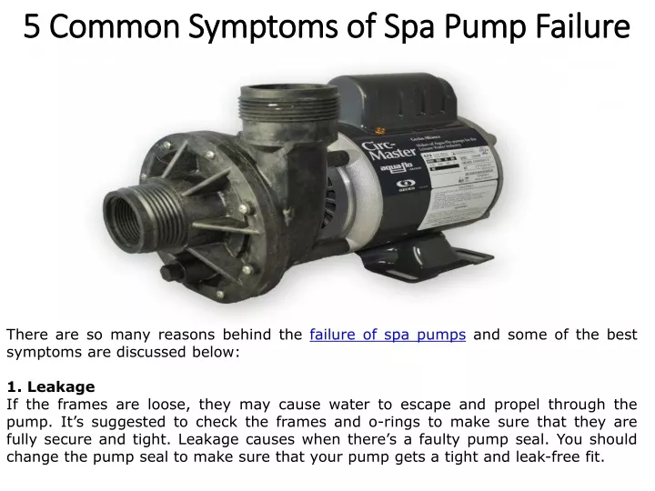 5 common symptoms of spa pump failure 5 common