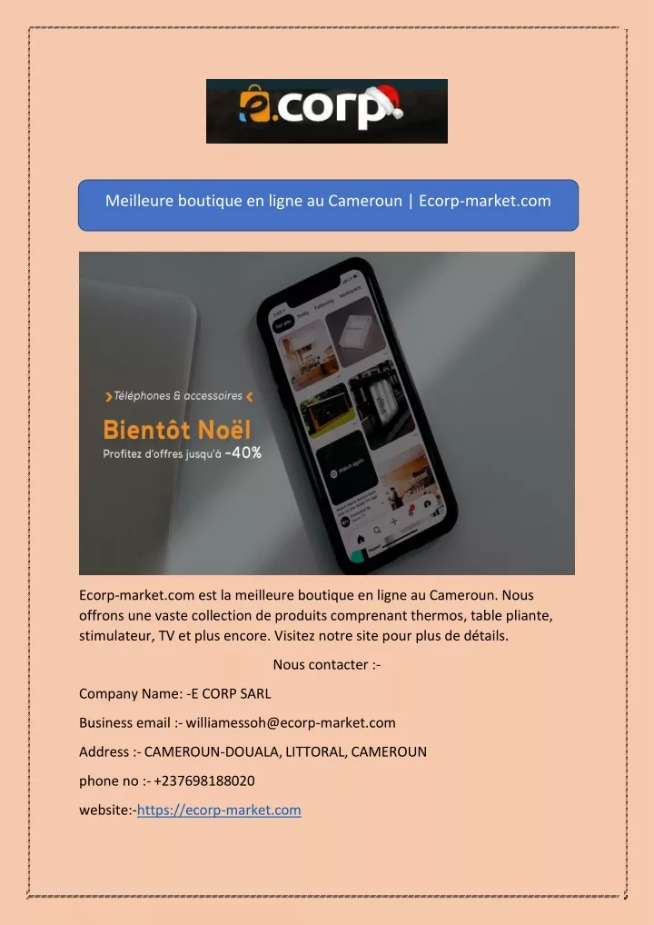 meilleure boutique en ligne au cameroun ecorp