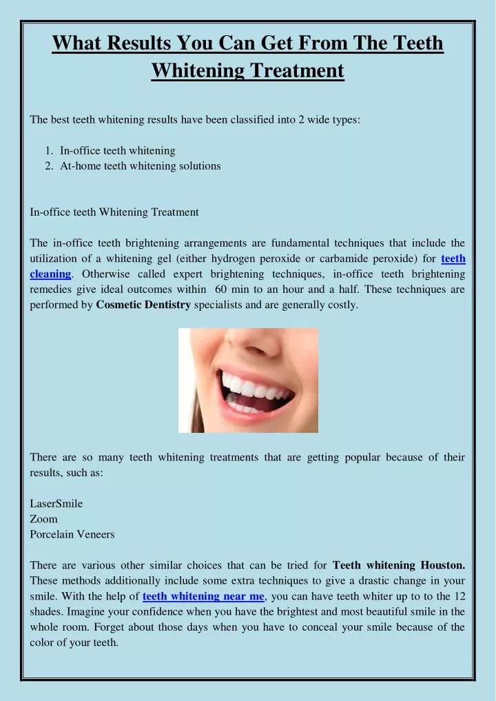 what results you can get from the teeth whitening