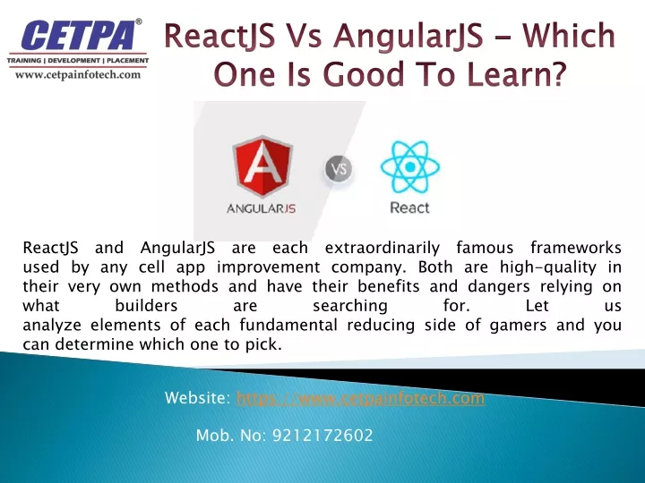 reactjs vs angularjs which one is good to learn