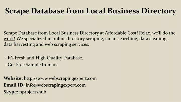 scrape database from local business directory