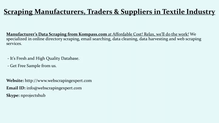 scraping manufacturers traders suppliers in textile industry