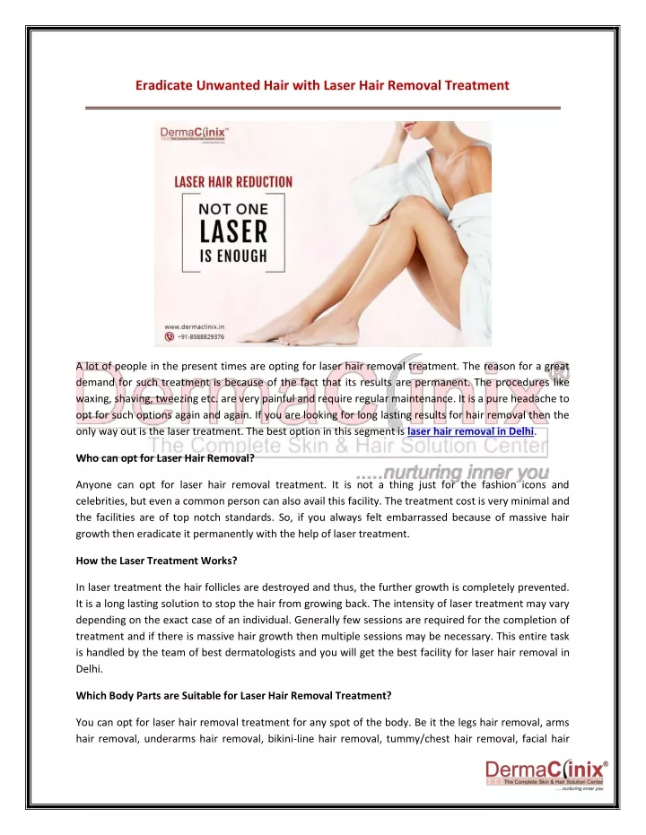eradicate unwanted hair with laser hair removal