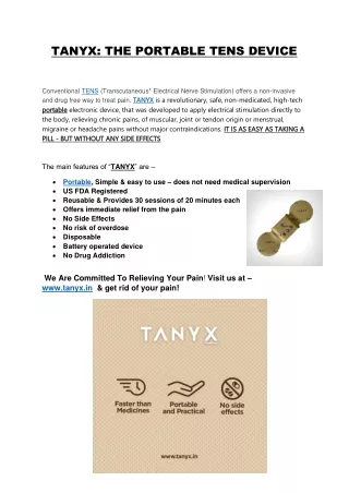 TANYX: THE PORTABLE TENS DEVICE