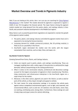 market overview and trends in pigments industry