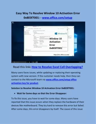 easy way to resolve window 10 activation error